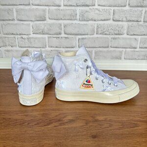 ⭐Converse Chuck 70 Hi Bow Pleated Sz 7.5 Men Shoes Elegant Sneaker White A15191C